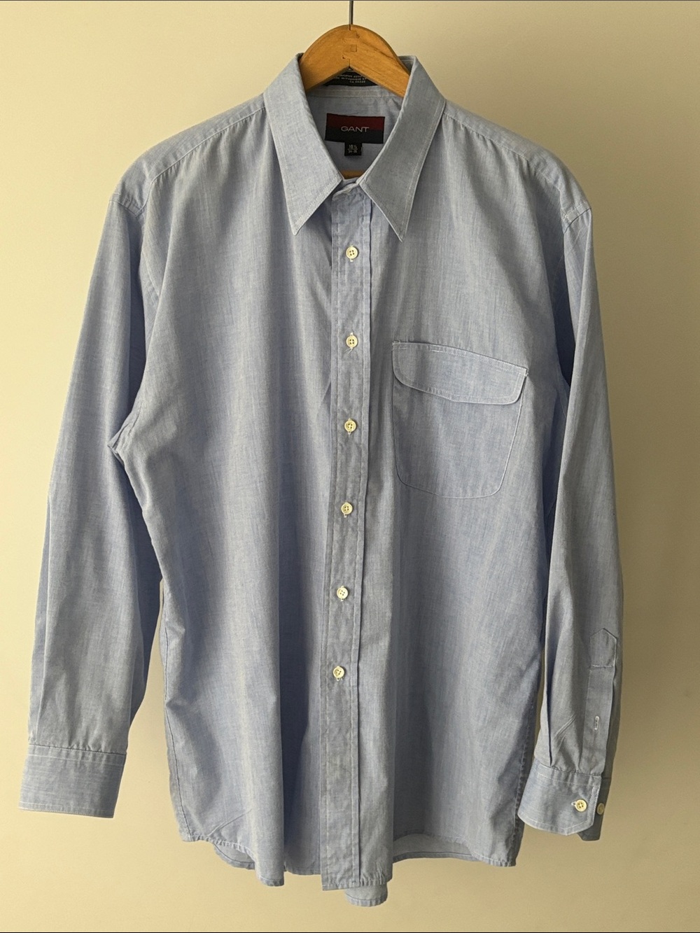 GANT Men’s Light Blue Cotton Blend Shirt Size 16.5 34/35 Long Sleeve